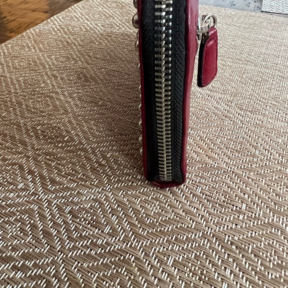 Brighton Studded Burgundy Zip Wallet with Decorative Metal Snap - Picture 3 of 15